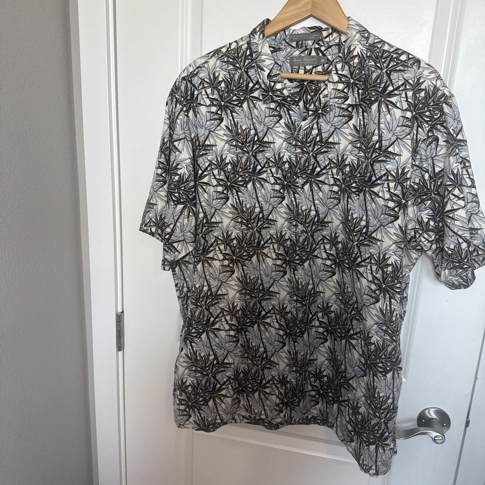 Daniel‎ Cremieux Hawaiian Shirt Aloha Leaf Green Size Medium M Button Up